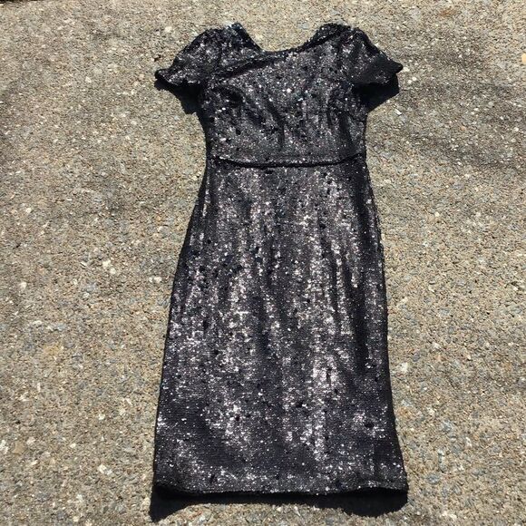BCBGMAXAZRIA BETTY Elegant Black Sequin Dress - Picture 2 of 10